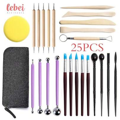 25pcs Clay Sculpting Tool Set, Pottery Art Carving Dotting Pen Modeling Tools For Handicraft Making