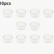 10 pièces Porte-bougie en plastique transparent résistant à la chaleur, convient pour la fabrication de bougies DIY - en forme de cœur et rond - très adapté pour Noël, les amateurs de bougies et la décoration de Noël pour les amateurs de lune DIY. - A - Voir 16