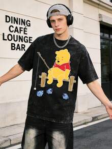 Disney Bandage  Funny Printed Vintage Wash Short Sleeve T-Shirt - Black - View 1