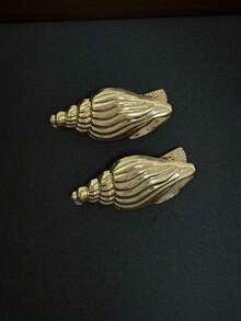 2 piezas Clips de pelo de lujo con estilo oceánico de aleación, estrella de mar, concha, grandes accesorios para el cabello con textura acanalada de vieira - Multicolor - Ver 11