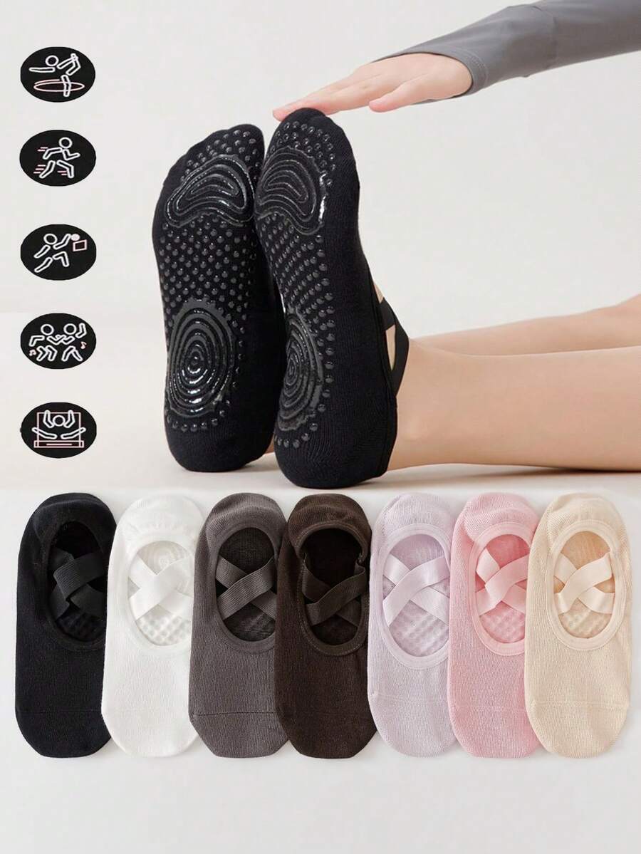 1/3/7 Đôi tất thể dục Barre Pilates Yoga dành cho nữ, tất yoga chống trượt bằng silicon, độ bám chuyên nghiệp, phù hợp cho chạy bộ, tập gym, Pilates, múa ba lê và các bài tập trên sàn - Nhiều màu (đen, hồng, xám, tím, kaki), có hỗ trợ vòm chân và đệm mắt cá chân - Món quà lý tưởng cho những người đam mê khiêu vũ và thể dục, dụng cụ tập luyện thiết yếu, chất liệu bền. - Nhiều màu - Xem 1