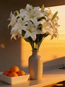 1pc/3pcs/5pcs 34cm Artificial White Silk Lily Flowers, Suitable For Home Decor, Wedding Bouquets, Birthday Parties, Tablescapes, Garden Decor, Wedding Ceremonies, And Bridal Bouquets, High-Quality Artificial Floral Decoration - Multicolor - View 3