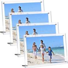 Cadre photo en acrylique transparent, support d'affichage minimaliste pour la maison, support à photo moderne et transparent, ornement décoratif de bureau pour le salon et la chambre à coucher, cadeau créatif - Taille Unique - Voir 9