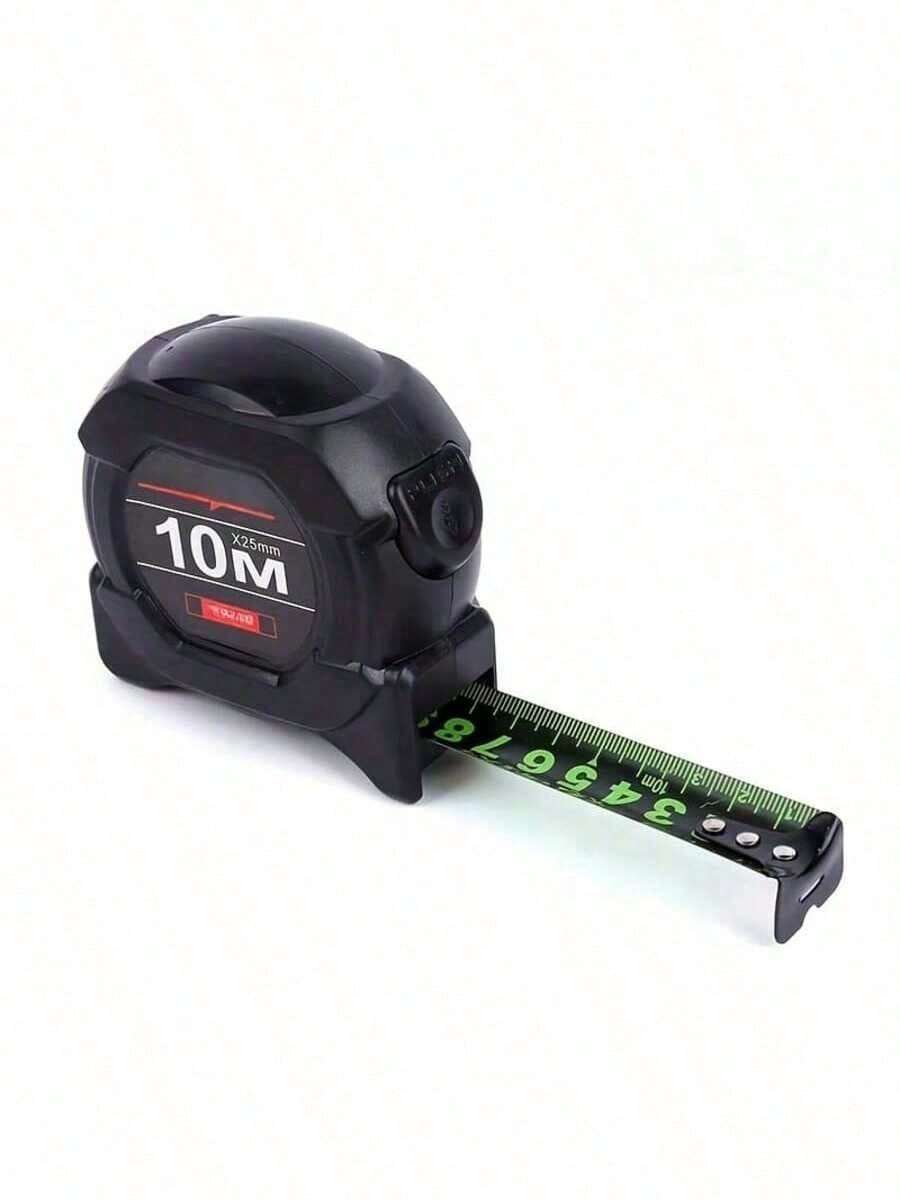 1 Cinta métrica láser de alta precisión, longitud de 1000 cm, bloqueo automático, recubrimiento fluorescente, carcasa de ABS, hoja de acero al carbono, precisión 1:1, sin batería - Acero compuesto de color mixto, apto para uso doméstico, carpintería, oficina y exterior