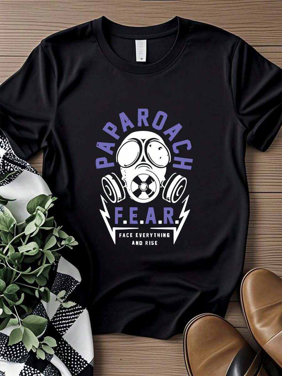 T-shirt femme Imprimé Papa Roach F E A R Face Everything And Rise Tour T-shirt adulte taille moyenne noir manches longues ou courtes - Noir - Voir 1