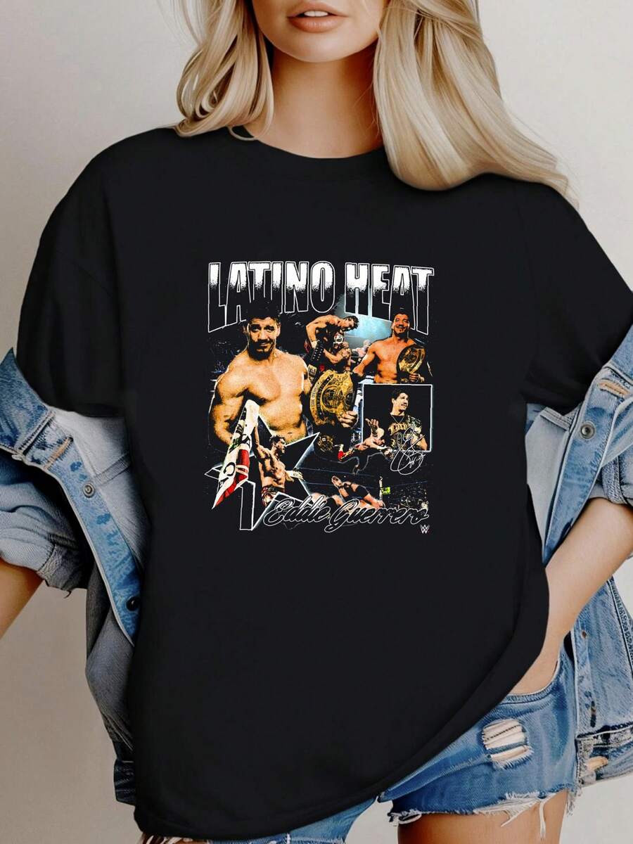 T-shirt femme Impression Nouvelle Chemise Eddie Guerrero Coton Noir S-5XL U1626 - Noir - Voir 1