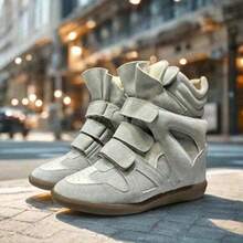 New 2026 Hidden Height-Increasing High-Top Women's Shoes Color Matching Flat Casual Sneakers Women - 糯米白色 - 查看 4