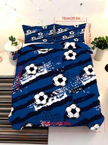 2/3pcs Soccer Kids Bedding Set, Blue White Stripe Soccer Ball Print Duvet Cover With Pillowcases, Soft Microfiber Sports Theme Bed Set For Boys Bedroom Decor (Twin/Full/Queen) 135x200cm - Multicolor - View 9