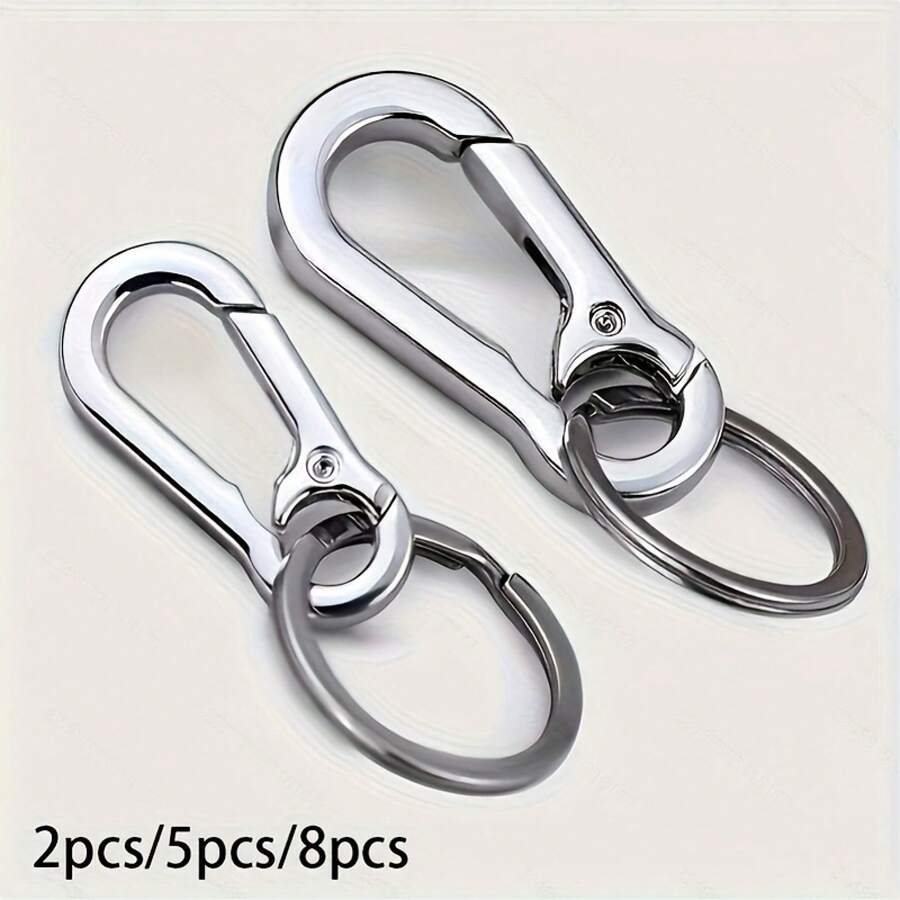 Juego de llaveros de metal duradero de 2/5/8 piezas con clips y bolsa de almacenamiento - Accesorio de moda de aleación de zinc negro vintage no tejido para hombres - Juego de 8 piezas de plata - Ver 1