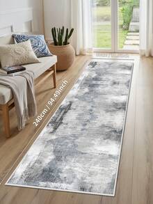 1PC Grey Rugs,Modern Minimalist Style, Crystal Velvet Jelly Base Runner Rug,800gsm, Non-Slip Backing, Area Rug, Mat For Living Room, Carpet For Bedroom, Machine Washable Low-Pile, Kitchen Hallway Dining Office, All-Season - Grey - View 18