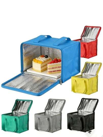 حقيبة غداء معزولة ومقاومة للماء قطعة واحدة، حقيبة تبريد حرارية قابلة لإعادة الاستخدام مع بطانة محكمة الإغلاق، محمولة للعمل والنزهات والأنشطة الخارجية - تحافظ على برودة/سخونة الطعام، تحتوي على كعك ومشروبات وفواكه
