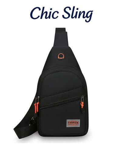 SHILAN 功能型多隔层胸包，耐磨防水斜挎包，带耳机插孔的通勤包，可调节宽肩带单肩包，多口袋设计，日常收纳/短途旅行两用包
