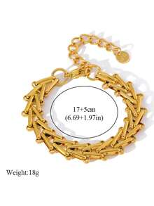 RAYQUEEN 1pc Stainless Steel Geometric Chain Bracelet, Elegant Design Suitable For Daily Wear And Gift - Bracelet - View 6