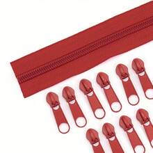 1 Set = 5m Zipper + 10pcs Metal Zipper Pulls, Colorful Nylon #3 Zipper With 10pcs Matching Metal Zipper Pulls, Suitable For Garments, Textiles, Bags - 5m Zipper + 10pcs Metal Zipper Pulls - View 18