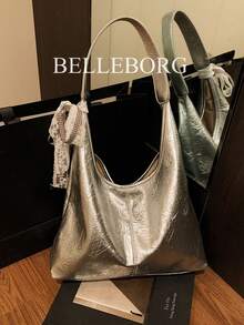 银色时尚大容量女士腋下包 - 銀色 - 查看 4