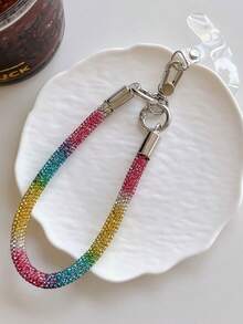 1件装奢华水钻龙虾扣腕带，手机壳挂饰，钥匙扣，短挂绳，手链 - 彩色 - 查看 14