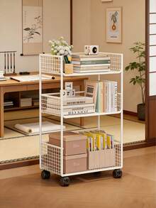 Bookcases - Beyaz üç katlı büyük boy - tekerlekli 40*20*53CM - Görünüm 5