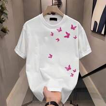 Top popular de 2026: camiseta casual de manga corta de algodón puro para hombre, estilo americano de verano, resistente, corte holgado, marca de moda, adecuada para estudiantes y parejas, blanca de media manga, estilo ins. - Blanco - 250 g de algodón puro de alta densidad - Ver 3