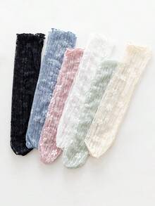1/5/10 Đôi tất lưới ren jacquard khoét rỗng thời trang tối giản dành cho nữ/sinh viên, mỏng nhẹ, mùa xuân/hè. - Nhiều màu - Xem 8