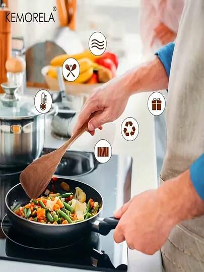 Bộ 1/2 muỗng gỗ cao cấp - Thiết kế gỗ tự nhiên thời trang, bền và đa năng, thích hợp cho việc nướng, xào và trộn - Món quà hoàn hảo cho đầu bếp tại gia, vật dụng thiết yếu cho việc làm bánh | Gỗ chắc chắn