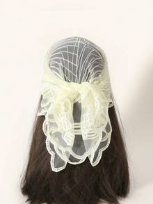 1pc Women's Embroidered Geometric Pattern Lace Trim Scarf, Casual Versatile Bandana - Multicolor - View 22