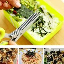 Tijeras multiusos de acero inoxidable para cebolletas verdes, herramienta de corte de hierbas de cocina de 3 capas/5 capas - Multicolor - Ver 4