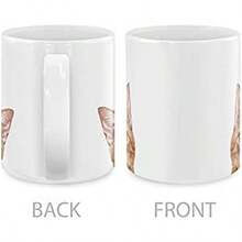 11盎司橙色虎斑猫陶瓷咖啡杯/茶杯，双面印花陶瓷杯，可重复使用，微波炉和洗碗机适用，生日/母亲节礼物 - 藍灰色英國短毛貓 - 查看 3