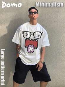 DOMO-KUN Patterned-Shirt   (220g Cotton-Shirt) Printed-Shirt, Graphic Tee, Unisex-Shirt, Casual And Comfortable, Men's Cotton-Shirt. Interesting Pattern-Shirts, Street Life, Home Leisure, Friends,Graphic Tees Men WGZD - 白色 - 查看 3