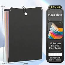 1 pièce Chemise de séparateur de matières pour étudiants, classeur organisateur de documents à 13 fentes de couleur dégradée, grand classeur accordéon format A4, sac de rangement de documents de bureau - Sac accordéon vertical à 13 compartiments - Voir 4