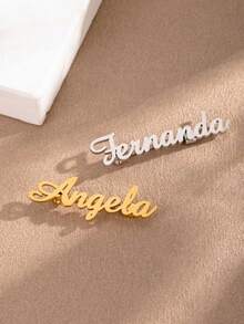 1 Piece Custom Name Brooch, Elegant Design Name Lapel Pin, Letter Combination Jacket/Hat Pin, Personalized Gift For Her, Unique Fashion Teen Cu - Multicolor - View 5