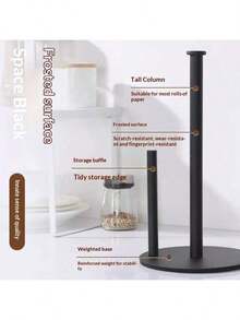 MiLaiWP 1pc Stainless Steel Paper Towel Holder - Sturdy Weighted Base, Easy Tear Design, Suitable For Kitchen And Bathroom Countertop, Available In Black, Silver, And Gold - Multicolor - View 5