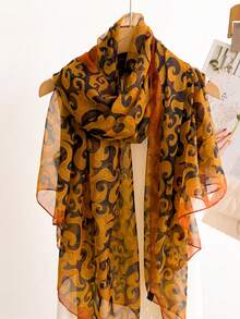 1 chiếc khăn voan nữ, nhẹ, đa năng, thích hợp cho mùa xuân thu, du lịch, chống nắng, dùng để quàng cổ. - rỉ sét - Xem 5