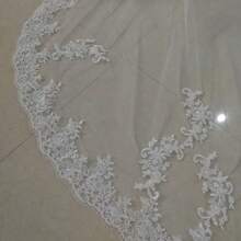 Elegant Wedding Accessory Applique Tulle Long Cathedral Style Wedding Veil Lace Trim 1T Bridal Veil 3 Meters - Multicolor - View 4