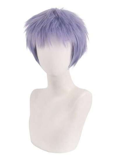 8inch Anime Cosplay Wig, Synthetic Short Purple Wig For Men, Versatile For Festivals, Parties And Daily Wear, Full Wig