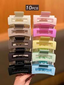 2/3/5/10pcs Fashion Square Medium Hair Clips In Coffee & Spring Colors, Elegant Minimalist Design, Suitable For Daily Wear, Work And Home, Women Hair Accessories, Recommended Gift Summer Beach Claw Clips Vacay Hair Claws - Multicolor - View 8