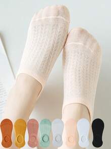 1/5/10 Pairs Of Women Invisible Summer Silicone Non-Slip Mesh Breathable Low Ankle No Show Boat Socks - Multicolor - View 2