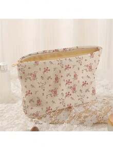 Bolsa de almacenamiento con cremallera de terciopelo floral vintage, bolsa de cosméticos ligera, organizador de viaje, bolsa de aseo, bolsa de ducha de gran capacidad para mujeres, regalo del Día de la Madre, regalo para maestros, artículos esenciales para cruceros, artículos esenciales para viajes - Multicolor - Ver 5