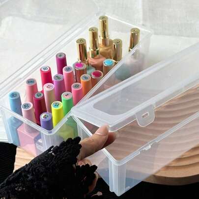 透明指甲油收纳盒带盖，美甲工具展示盒，家居装饰