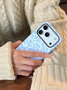 Una elegante funda para teléfono que no incluye cordón ni soporte. Funda para teléfono GIIPPA con diseño de patrón de ondas irregulares, adecuada para Phone 17 Pro, 15 Pro, 14 Pro. Funda para teléfono coreana elegante e interesante, compatible con 11/12/13/14/15/16 Pro Plus. Diseño elegante adecuado tanto para hombres como para mujeres. Regalo para Navidad, Día de San Valentín, Pascua, temporada de bodas y cumpleaños para novias. - Celeste - Ver 4