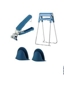 3pcs/Set Oven Mitts, Heat Resistant Silicone Pot Holders, Non-Slip Pot Clip Tongs For Kitchen - Royal Blue - View 3