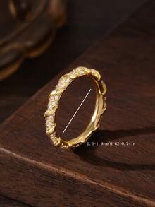 1枚简约休闲铜镶锆石全铺镶女士戒指，日常佩戴及节日礼物 - 彩色 - 查看 9