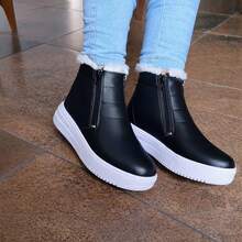Casual Ankle Boots With Fur Lining - Boots With Fur - Warm Fur-Lined Ankle Boots - 黑色 - 查看 4