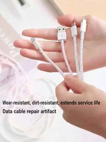 3/1 pieza Protectores de cable en espiral de colores, envolturas de cable de carga de silicona flexible anti-rotura, cubiertas organizadoras de cables decorativas para cables de teléfono, portátil y auriculares - Ver 5