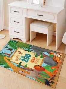 1pc Whimsical Outer Space Themed Area Rug, Jungle Animal Pattern Decorative Carpet, Suitable For Reading Nook, Bedroom Decor, Small Rug, Carpet, Home Decor, Living Room Rug, Bedroom Rug, Washable Outdoor Rug - Multicolor - View 4