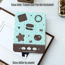 Tablet Case With Pencil Holder, High Clear Acrylic, INS Style, Star & Cookie Pattern, Green Vibrant Minimalist Style.Compatible With IPad Mini 4/5/6/7, 5/6/8/9/10/11, Air 3/4/5/6/7, Pro 10.5/11/12.9/13 Inch.Compatible With Samsung S6Lite/S7/S8/S9/S10/FE/Plus/A8/A9Plus All Models. - Multicolor - View 2