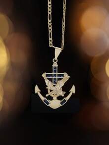 1 pièce Bijou de mode plaqué or 14 carats Pendentif aigle et ancre en laiton pour homme, cadeau de remise des diplômes, fête - Point d'ancrage - Voir 3