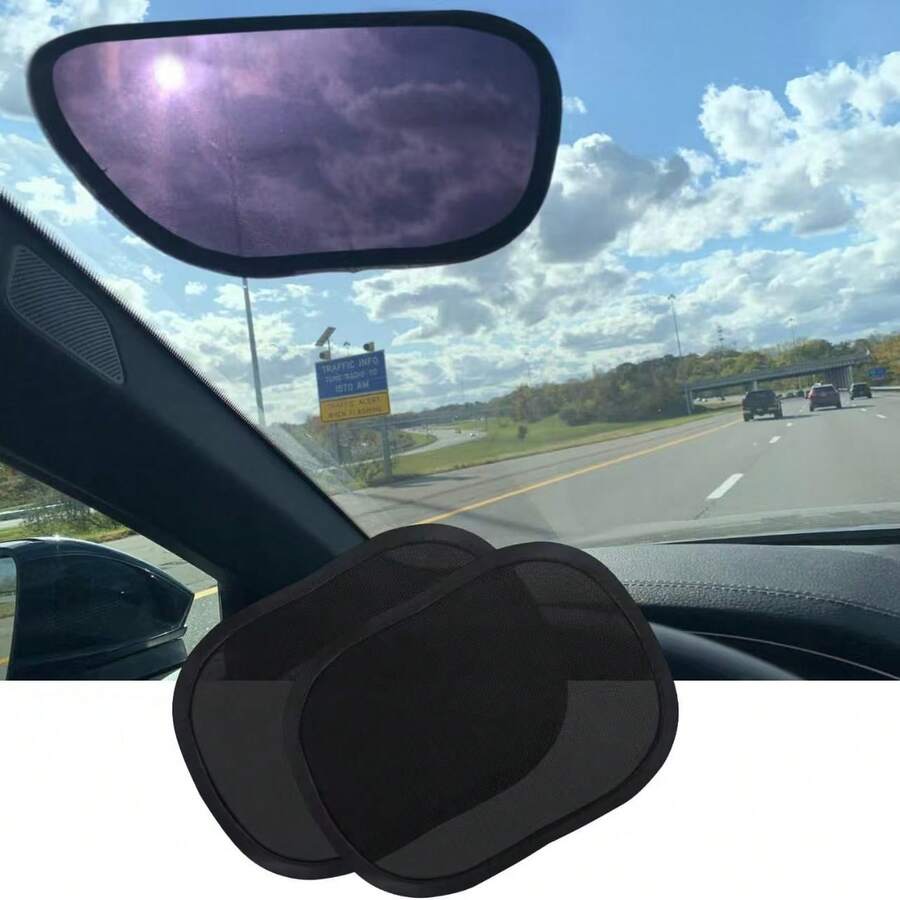 2pcs/Set Summer Car Mini Sun Shade, Static Cling No Trace, Car Side Window Sun Visor Sunshade - A - View 1
