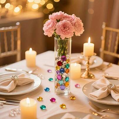 400颗亚克力假钻石/人造水钻/桌面装饰/花瓶填充物/圣诞派对装饰/适合花瓶填充/餐桌摆件/化妆品收纳/钻石/亚克力钻石水晶/亚克力宝石