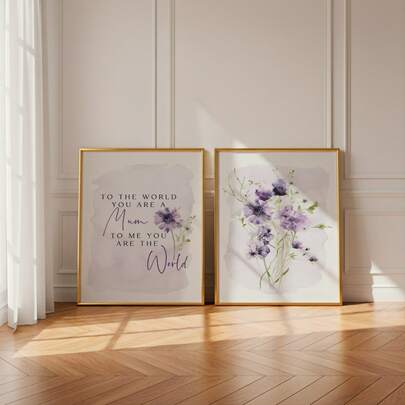 1/2 piezas Cuadro de pared sin marco para regalo del Día de la Madre, Impresión de ramo de flores silvestres de 2 piezas, Decoración con cita para la madre, Póster retro vintage elegante para sala de estar, dormitorio, apartamento, mejor regalo del Día de la Madre, póster de decoración de habitación, pósteres modernos, arte de pared para dormitorio, impresiones para pared, esenciales para dormitorio