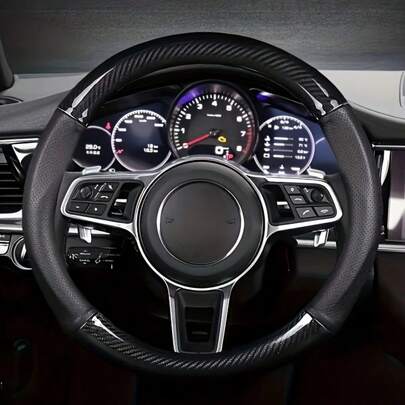 Universal Carbon Fiber Leather 3D Anti-Slip Steering Wheel Cover, Minimalist And Fashionable Car Accessory